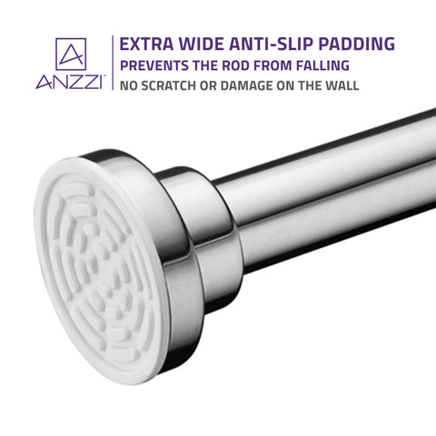 ANZZI 35-55 Inches Shower Curtain Rod with Shower Hooks