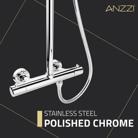 ANZZI Heavy Rainfall Stainless Steel Shower Bar with Hand Sprayer