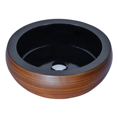 LS-AZ190 - ANZZI Regalia Series 17 in. Bathroom Vessel Sink with Scratch-Tough and Stain-Resistant Non-Porous Surface in Black Glass