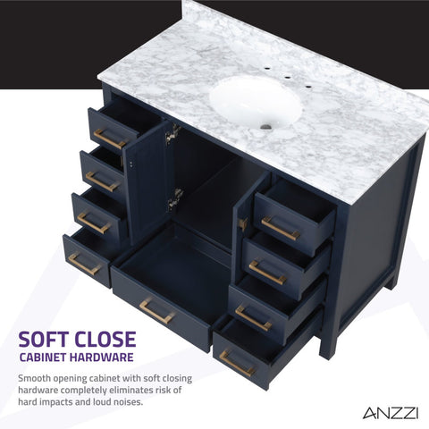 Chateau 48 in. W x 22 in. D Bathroom Bath Vanity Set with Carrara Marble Top with White Sink