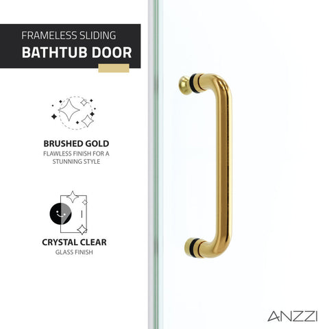 ANZZI Don Series 60 in. x 62 in. Frameless Sliding Tub Door