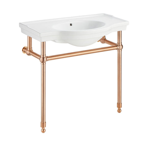 CS-FGC003-RG - ANZZI Viola 34.5 in. Console Sink in Rose Gold with Ceramic Counter Top