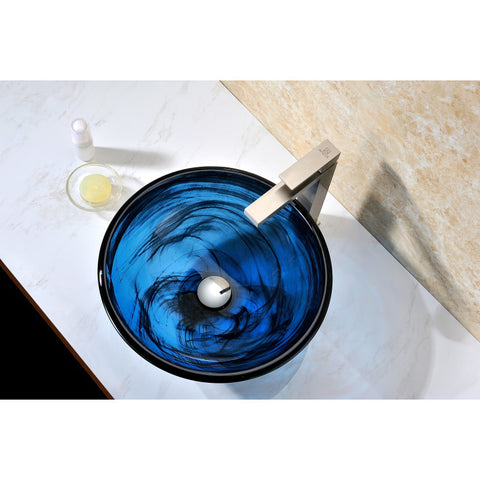 LS-AZ048 - ANZZI Soave Series 17 in. Bathroom Vessel Sink with Scratch-Tough and Stain-Resistant Surface in Sapphire Wisp Glass