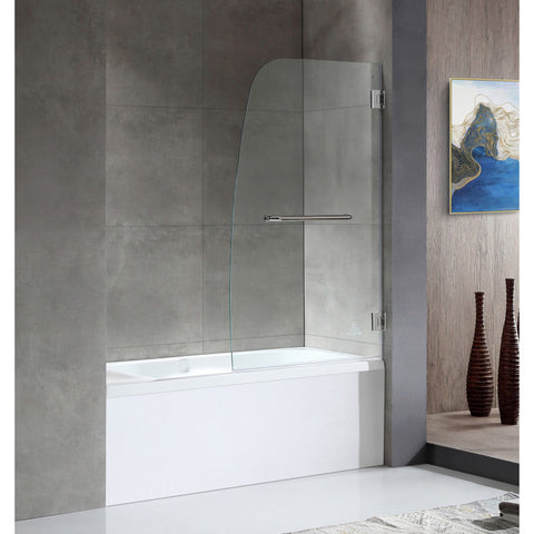 Anzzi 5 ft. Acrylic Rectangle Tub With 34 in. by 58 in. Frameless Hinged Tub Door