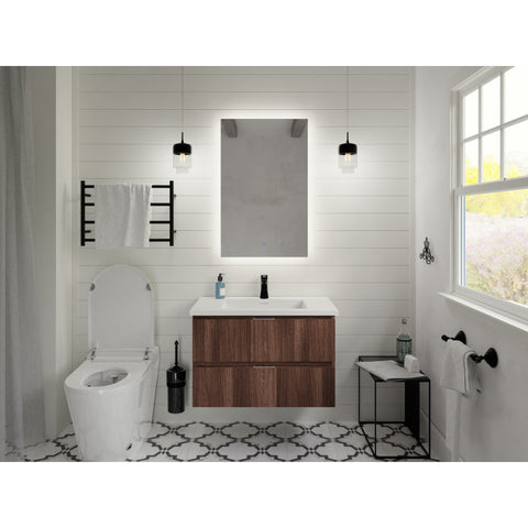 Conques 30 in W x 20 in H x 18 in D Bath Vanity with Cultured Marble Vanity Top in White with White Basin