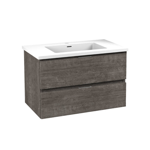 VT-CT30-GY - ANZZI Conques 30 in W x 20 in H x 18 in D Bath Vanity in Rich Grey with Cultured Marble Vanity Top in White with White Basin