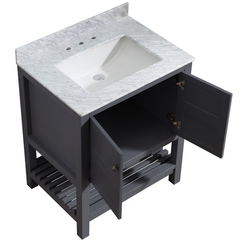 Montaigne 30 in. W x 22 in. D Bathroom Bath Vanity Set with Carrara Marble Top with White Sink
