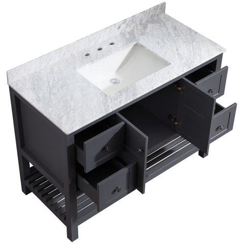 Montaigne 48 in. W x 22 in. D Bathroom Bath Vanity Set with Carrara Marble Top with White Sink