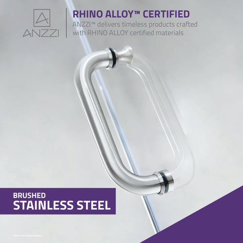 ANZZI Passion Series 24 in. by 72 in. Frameless Hinged shower door with Handle