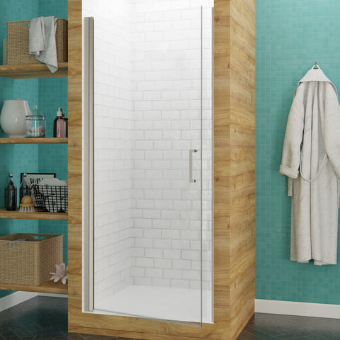 Lancer 29 in. x 72 in. Semi-Frameless Shower Door with TSUNAMI GUARD