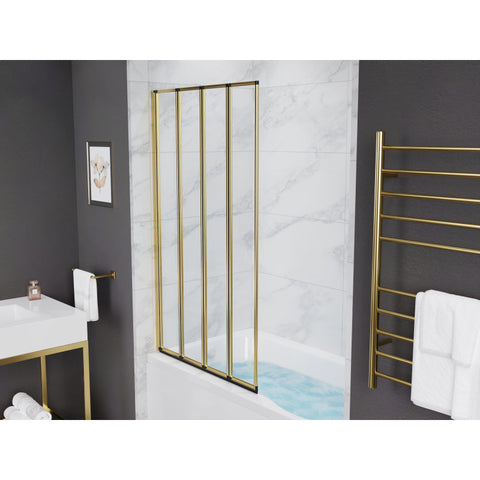 SD-AZ16-01MBBG - ANZZI Accordion Style 33 in. x 56 in. H Sliding Framed Shower Door in Matte Black/Brushed Gold with Tempered Clear Glass