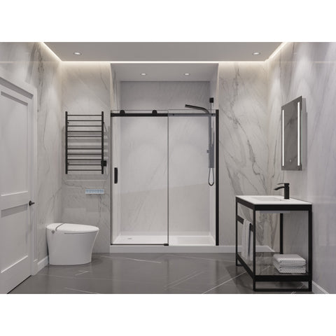 SD-FRLS05702MBR - ANZZI ANZZI Series 60 in. x 76 in. Frameless Sliding Shower Door with Handle in Matte Black