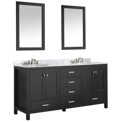 Chateau 72 in. W x 22 in. D Bathroom Vanity Set with Carrara Marble Top with White Sink
