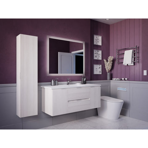 VT-MRSCCT48-WH - ANZZI 48 in. W x 20 in. H x 18 in. D Bath Vanity Set in Rich White with Vanity Top in White with White Basin and Mirror