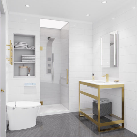 Passion Series 30 in. by 72 in. Frameless Hinged Shower Door with Handle