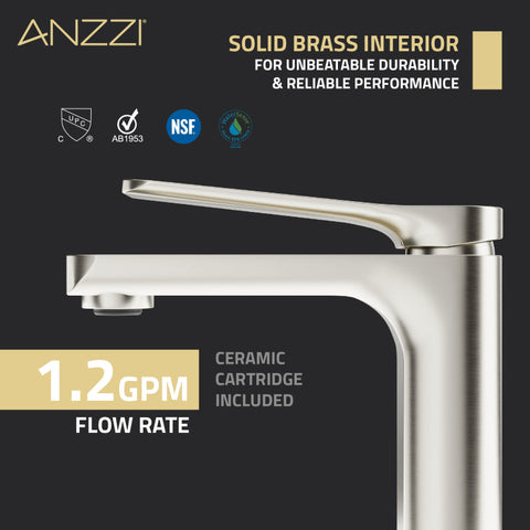 ANZZI Single Handle Single Hole Bathroom Faucet With Pop-up Drain