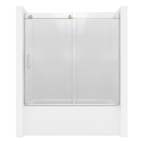 Anzzi 5 ft. Acrylic Rectangle Tub With 60 in. x 62 in. Frameless Sliding Tub Door