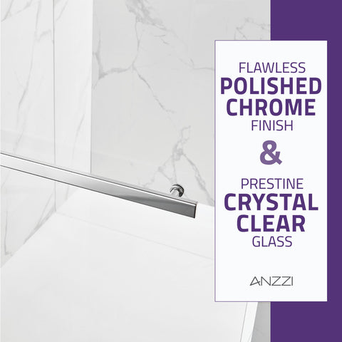 Anzzi 5 ft. Acrylic Rectangle Tub With 34 in. x 58 in. Frameless Tub Door