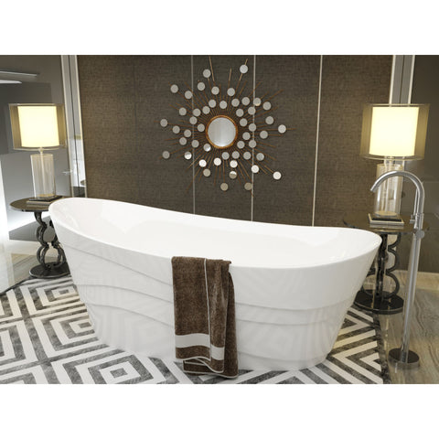 FT-AZ084 - ANZZI Stratus 5.6 ft. Acrylic Reversible Drain Freestanding Bathtub in Glossy White