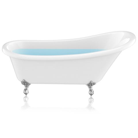 FT-CF131FAFT-CH - ANZZI Clawfoot Series 67 in. x 30 in. Soaking Freestanding Bathtub with center Drain in White with Polished Chrome Feet