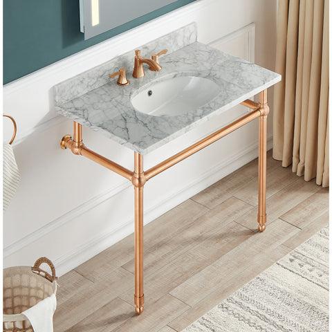 Verona 34.5 in. Console Sink with Carrara White Counter Top