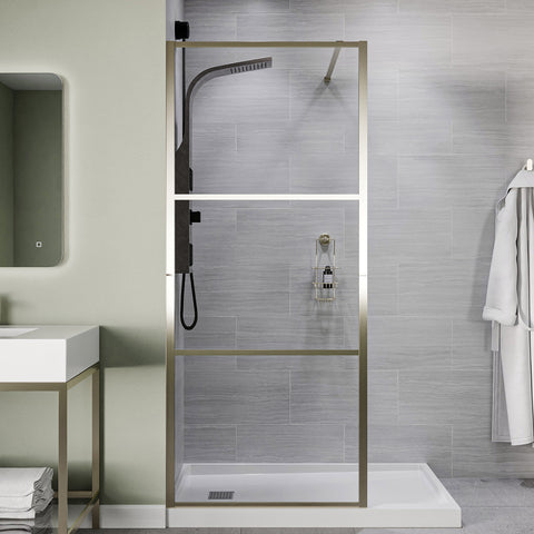 Himmel Series Fixed Frameless Shower Door with Tsunami Guard Tempered Clear Glass