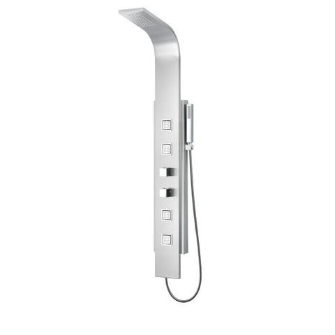 SP-AZ035 - ANZZI VISOR Series 60 in. 4-Jetted Full Body Shower Panel System with Heavy Rain Shower and Spray Wand in Brushed Steel