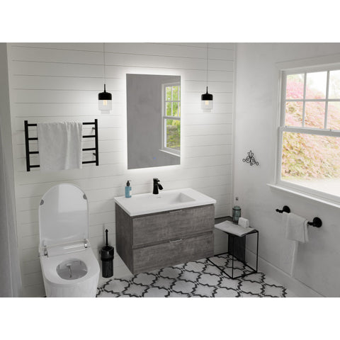 Conques 30 in W x 20 in H x 18 in D Bath Vanity with Cultured Marble Vanity Top in White with White Basin