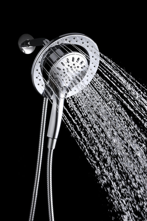 Retro-Fit 3-Spray Patterns with 7.48 in. Wall Mounted Dual Shower Heads with Magnetic Divert in Polished Chrome