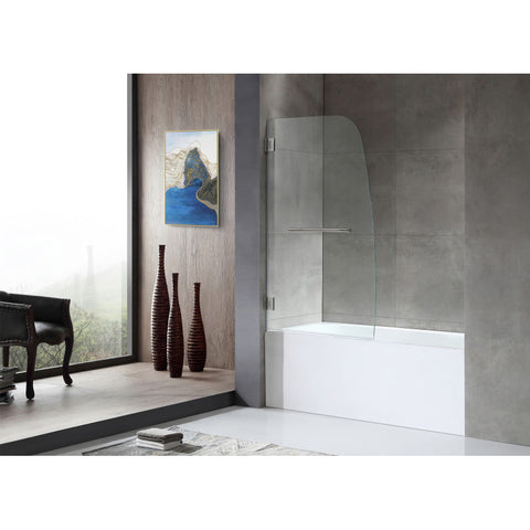 Anzzi 5 ft. Acrylic Rectangle Tub With 34 in. by 58 in. Frameless Hinged Tub Door