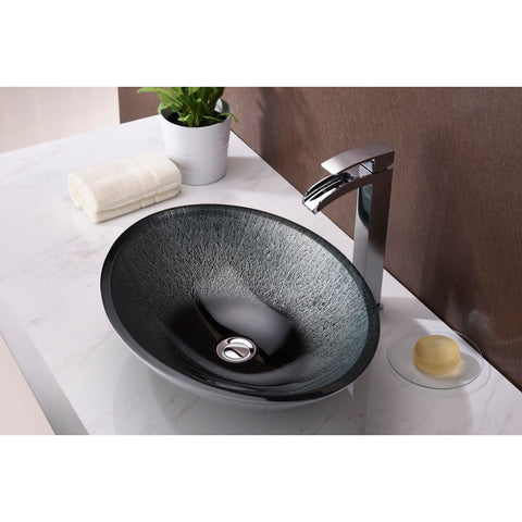 LS-AZ035 - ANZZI Onyx Series 20 in. Bathroom Vessel Sink with Scratch-Tough and Stain-Resistant Non-Porous Surface in Black Glass