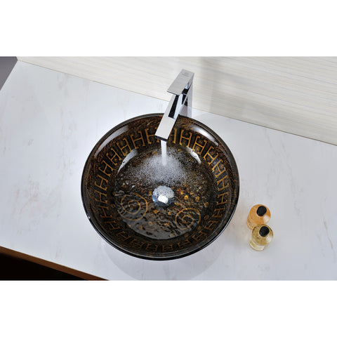 LS-AZ050 - ANZZI Opus Series 17 in. Bathroom Vessel Sink with Scratch-Tough and Stain-Resistant Surface in Lustrous Brown Glass