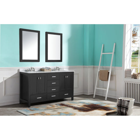 Chateau 60 in. W x 22 in. D Bathroom Vanity Set with Carrara Marble Top with White Sink