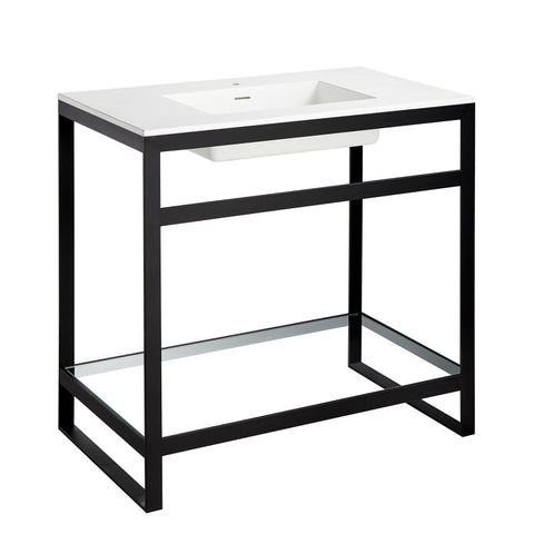 Orchard 36 in. Console Sink with Glossy White Counter Top