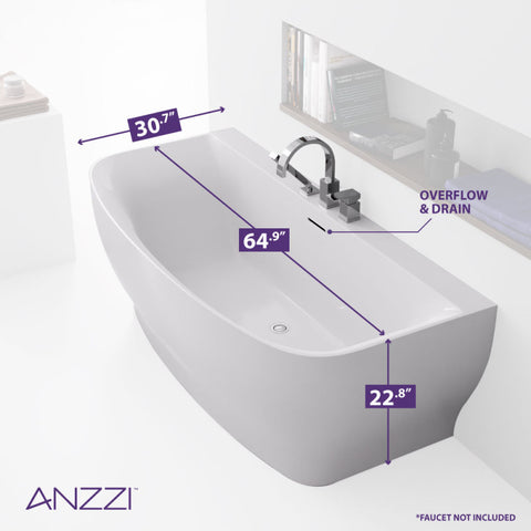 Bank Series 65 in. x 31 in. Flat Bottom Acrylic Freestanding Soaking Bathtub with Center Drain in Glossy White