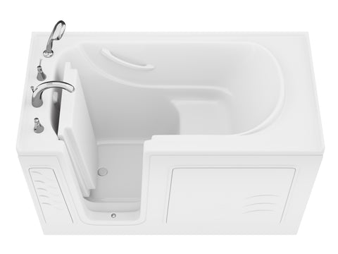 ANZZI Value Series 30 in. x 60 in. Left Drain Quick Fill Walk-In Soaking Tub in White