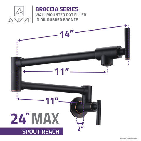 Braccia Series 24" Wall Mounted Pot Filler