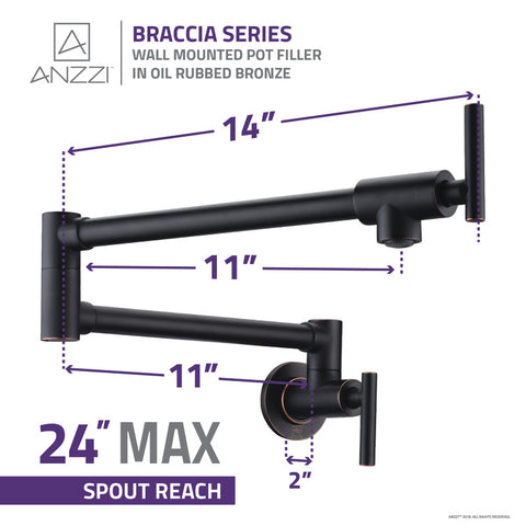 ANZZI Braccia Series 24" Wall Mounted Pot Filler