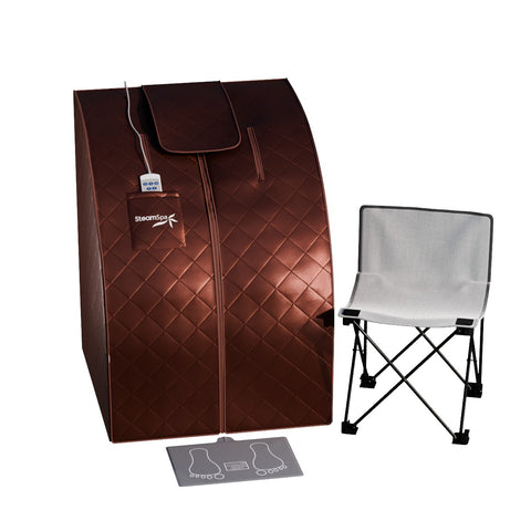 Portable Steam Sauna Tent Lightweight Sauna Box with Steamer Personal Sauna with Heating Foot Pad and Portable Chair for Home Spa
