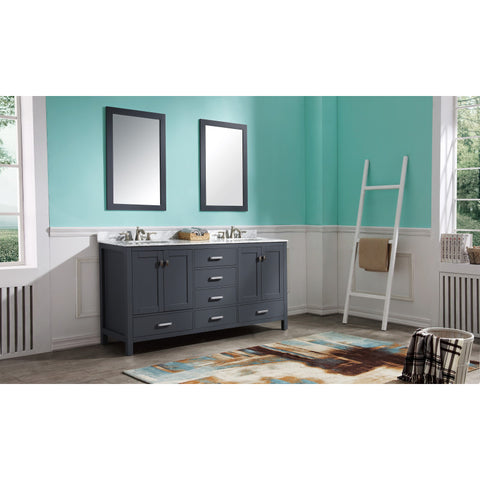 Chateau 72 in. W x 22 in. D Bathroom Vanity Set with Carrara Marble Top with White Sink