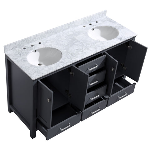 Chateau 60 in. W x 22 in. D Bathroom Vanity Set with Carrara Marble Top with White Sink