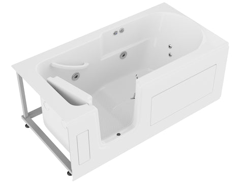 ANZZI 30 in. x 60 in. Left Drain Step-In Walk-In Whirlpool Tub with Low Entry Threshold in White