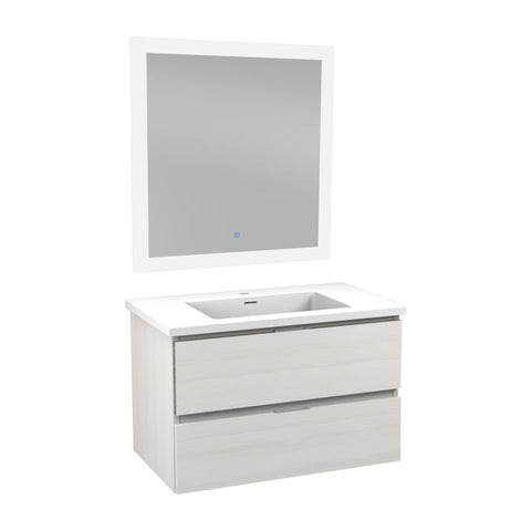 VT-MRCT30-WH - ANZZI 30 in W x 20 in H x 18 in D Bath Vanity in Rich White with Cultured Marble Vanity Top in White with White Basin & Mirror