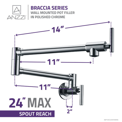 Braccia Series 24" Wall Mounted Pot Filler