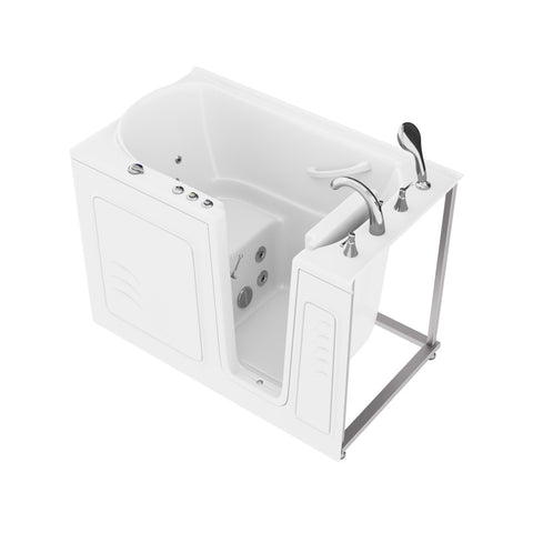 AMZ3053RWH - ANZZI 30 in. x 53 in. Right Drain Quick Fill Walk-In Whirlpool Tub with Powered Fast Drain in White
