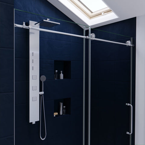 ANZZI Leon Series 60 in. by 76 in. Frameless Sliding Shower Door with Handle