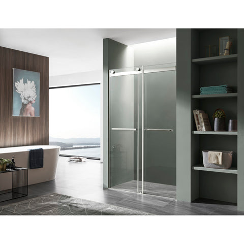 SD-FRLS05801CHR - ANZZI ANZZI Series 48 in. x 76 in. Frameless Sliding Shower Door with Horizontal Handle in Chrome