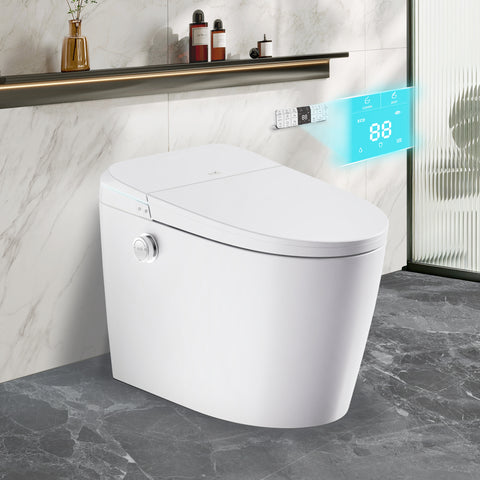 ENVO Dia Series 1.28 GPF 1-piece Auto Open Smart Bidet Toilet in White with Dual Flush, Heated Seat, and Foot Sensor