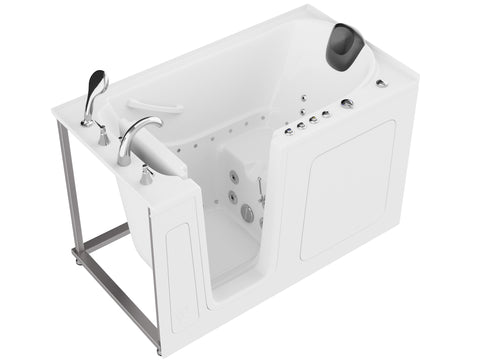 ANZZI 32 in. x 60 in. Left Drain Quick Fill Walk-In Whirlpool and Air Tub with Powered Fast Drain in White
