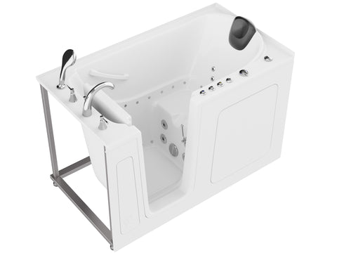 AMZ3260LWD - ANZZI 32 in. x 60 in. Left Drain Quick Fill Walk-In Whirlpool and Air Tub with Powered Fast Drain in White